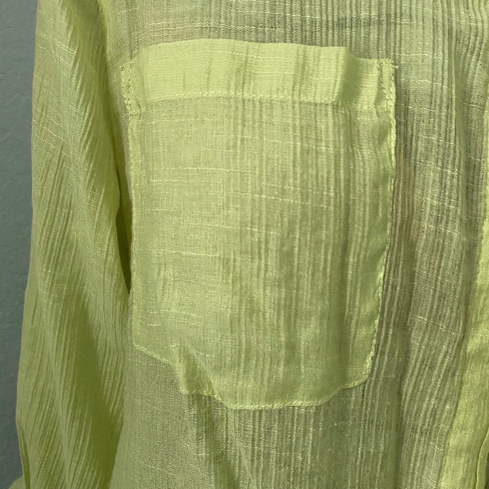 Chicos Rayon Blend Button Down Lime Green Blouse … - image 2